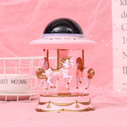 Pink Music Box Musical Carousel Horse LED Carousel Toy Child Birthday Xmas Gift.