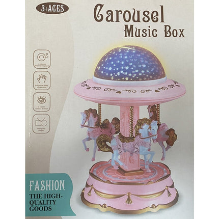 Pink Music Box Musical Carousel Horse LED Carousel Toy Child Birthday Xmas Gift.