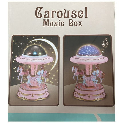 Pink Music Box Musical Carousel Horse LED Carousel Toy Child Birthday Xmas Gift.