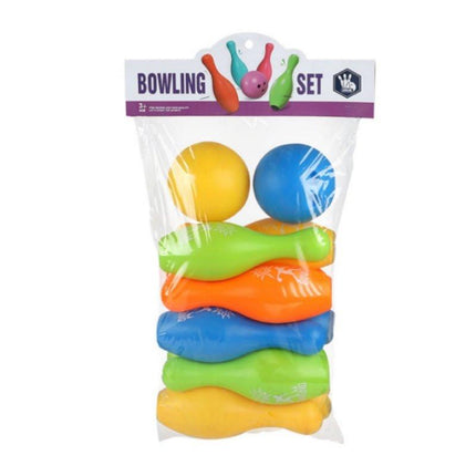 Colourful PVC bowling play set.