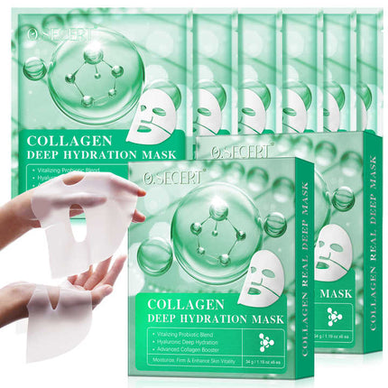 collagen Real Deep Facial Sheet Mask for Women Deep Moisturizing Overnight Sleeping.