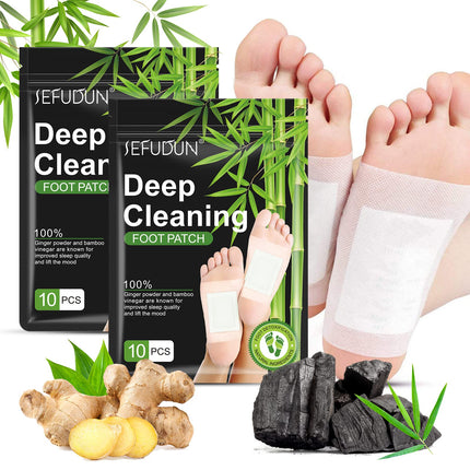 20PCS Natural Bamboo Vinegar & Ginger Powder Foot Pads | Detox, Improve Sleep & Boost Metabolism.