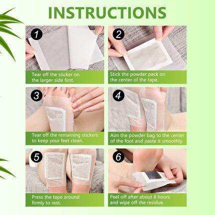20PCS Natural Bamboo Vinegar & Ginger Powder Foot Pads | Detox, Improve Sleep & Boost Metabolism.