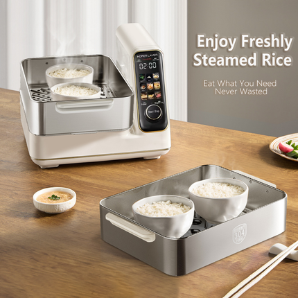 Hoper Layer Electric Food Steamer 16L Large Capacity 10 Second Start 24H Timer Independent Water Tank.