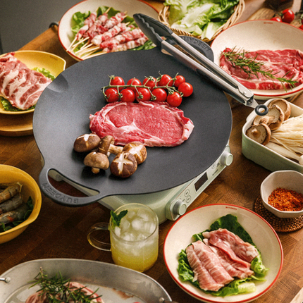 BUYDEEM Grill Pan Nonstick 36cm Round BBQ Griddle Indoor or Outdoor Cooking.