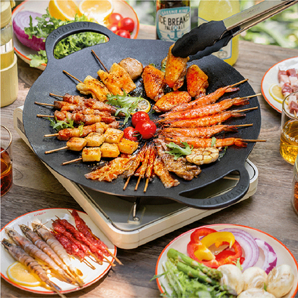 BUYDEEM Grill Pan Nonstick 36cm Round BBQ Griddle Indoor or Outdoor Cooking.