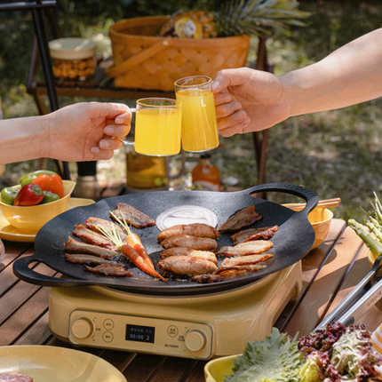 BUYDEEM Grill Pan Nonstick 36cm Round BBQ Griddle Indoor or Outdoor Cooking.