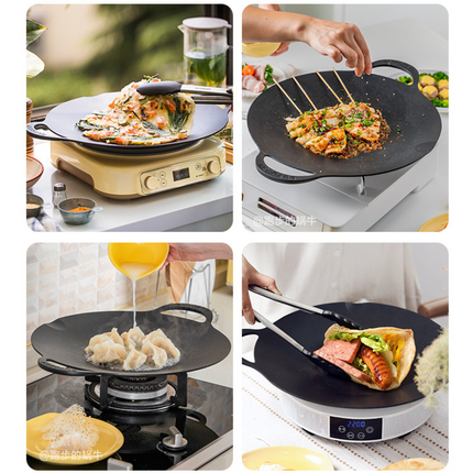 BUYDEEM Grill Pan Nonstick 36cm Round BBQ Griddle Indoor or Outdoor Cooking.