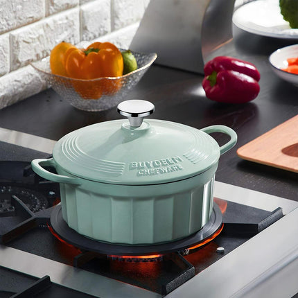 BUYDEEM Enameled Cast-Iron Dutch Oven.