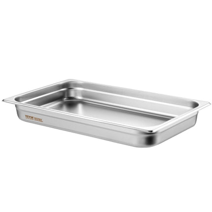 6 Pack Hotel Pans, Full Size Anti-Jam Steam Pan, 0.8mm Thick Stainless Steel Restaurant Steam Table Pan, 2.5-Inch Deep Commercial Table Pan, Catering Storage Food Pan, for Industrial & Scientifi.