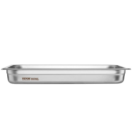 6 Pack Hotel Pans, Full Size Anti-Jam Steam Pan, 0.8mm Thick Stainless Steel Restaurant Steam Table Pan, 2.5-Inch Deep Commercial Table Pan, Catering Storage Food Pan, for Industrial & Scientifi.