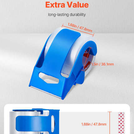 Packing Tape 6 Rolls 25 Yards Clear Shipping Tape with Dispenser 2.7 Mil.