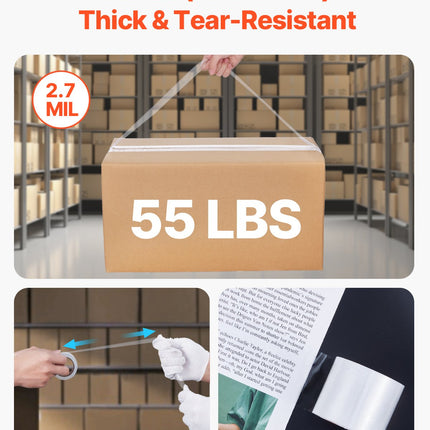 Packing Tape 6 Rolls 25 Yards Clear Shipping Tape with Dispenser 2.7 Mil.