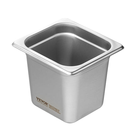 6 Pack Hotel Pans, 1/6 Size Anti-Jam Steam Pan, 0.8mm Thick Stainless Steel Restaurant Steam Table Pan, 6-Inch Deep Commercial Table Pan, Catering Storage Food Pan, for Industrial & Scientific.