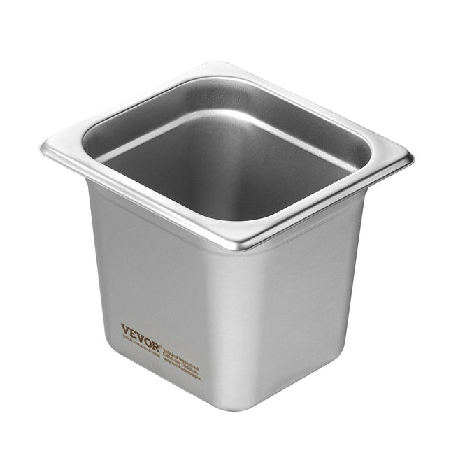 6 Pack Hotel Pans, 1/6 Size Anti-Jam Steam Pan, 0.8mm Thick Stainless Steel Restaurant Steam Table Pan, 6-Inch Deep Commercial Table Pan, Catering Storage Food Pan, for Industrial & Scientific.