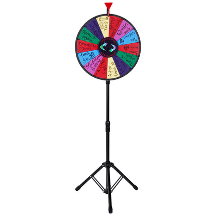 18 Inch Tabletop Color Prize Wheel with Folding Tripod Floor Stand 14 Slots Dry Erase.