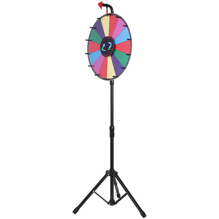 18 Inch Tabletop Color Prize Wheel with Folding Tripod Floor Stand 14 Slots Dry Erase.
