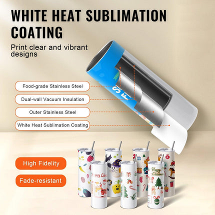 Tumbler Heat Press Machine and Sublimation Tumblers, Tumbler Press Set with 8pcs 20OZ Blank Tumblers, Mug Press Cup Press for 11-30oz Tumblers Mug, with Heat Transfer Paper, Gloves, Tape.