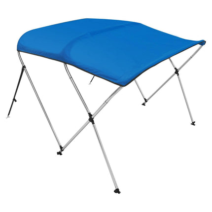 3 Bow Bimini Top Boat Cover, 900D Polyester Canopy with 1" Aluminum Alloy Frame, Waterproof and Sun Shade, Includes Storage Boot, 2 Support Poles, 4 Straps, 6'L x 46"H x 54"-60"W, Pacific Blue.
