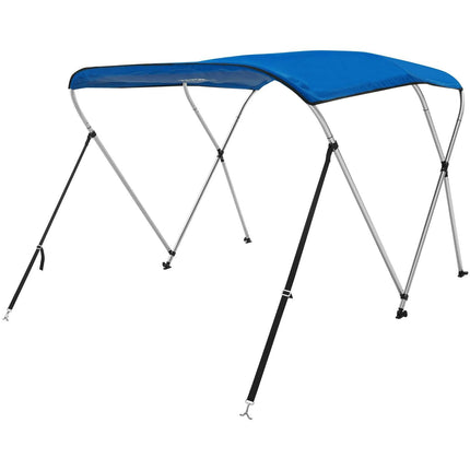 3 Bow Bimini Top Boat Cover, 900D Polyester Canopy with 1" Aluminum Alloy Frame, Waterproof and Sun Shade, Includes Storage Boot, 2 Support Poles, 4 Straps, 6'L x 46"H x 54"-60"W, Pacific Blue.