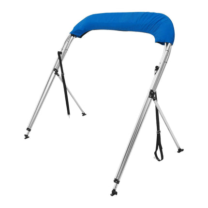 3 Bow Bimini Top Boat Cover, 900D Polyester Canopy with 1" Aluminum Alloy Frame, Waterproof and Sun Shade, Includes Storage Boot, 2 Support Poles, 4 Straps, 6'L x 46"H x 54"-60"W, Pacific Blue.
