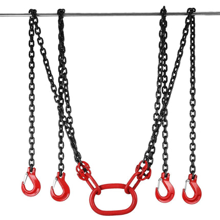 Chain Sling 5/16" X 10' Engine Lift Chain G80 Alloy Steel Engine Chain Hoist Lifts 3 Ton with 4 Leg Grab Hooks and Adjuster.