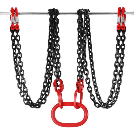 Chain Sling 5/16" X 10' Engine Lift Chain G80 Alloy Steel Engine Chain Hoist Lifts 3 Ton with 4 Leg Grab Hooks and Adjuster.
