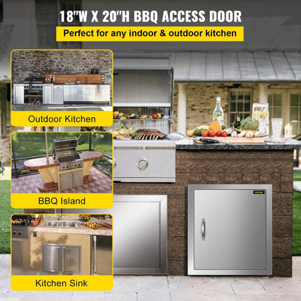 46X51CM Outdoor Kitchen BBQ Door Commercial Stainless Steel Single Access Door.