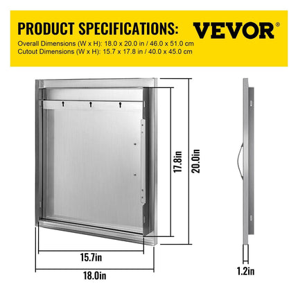 46X51CM Outdoor Kitchen BBQ Door Commercial Stainless Steel Single Access Door.