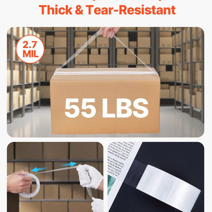 Packing Tape 12 Rolls 65 Yards Clear Shipping Tape with Dispenser 2.7 Mil.