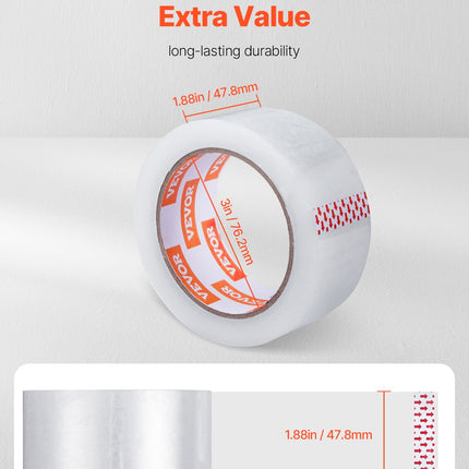 Packing Tape 18 Rolls 65 Yards Heavy Duty Clear Packing Tapes 2.7 Mil.