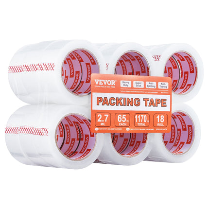 Packing Tape 18 Rolls 65 Yards Heavy Duty Clear Packing Tapes 2.7 Mil.