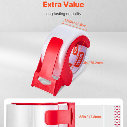 Packing Tape 6 Rolls 65 Yards Clear Shipping Tape with Dispenser 2.7 Mil.