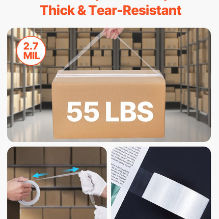 Packing Tape 6 Rolls 65 Yards Clear Shipping Tape with Dispenser 2.7 Mil.