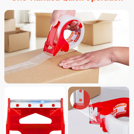 Packing Tape 6 Rolls 65 Yards Clear Shipping Tape with Dispenser 2.7 Mil.