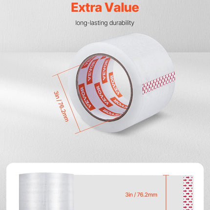 Clear Packing Tape 6 Rolls 65 Yards Heavy Duty Clear Packing Tapes 2.7 Mil.