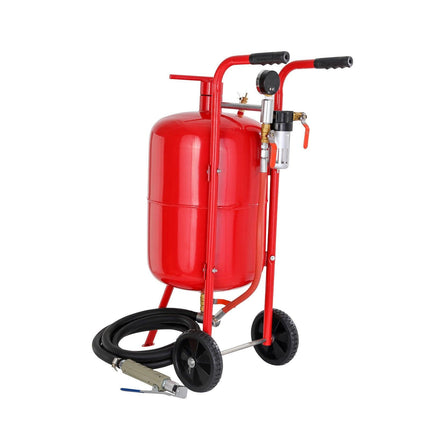 10Gal/40L Sandblaster Equipped w/Nozzle Shut-Off Valve Pressure Gauge Ceramic Nozzle Rubber Wheels Grit Power Sand Blasters Portable Sandblasting Equipment.