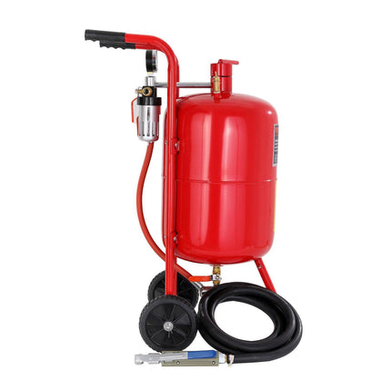 10Gal/40L Sandblaster Equipped w/Nozzle Shut-Off Valve Pressure Gauge Ceramic Nozzle Rubber Wheels Grit Power Sand Blasters Portable Sandblasting Equipment.