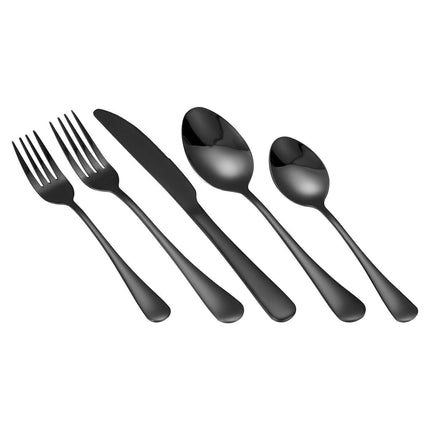 30-Piece Black Silverware Set, Food-Grade Stainless Steel Flatware Utensils for 6, Mirror Finished Cutlery Set, Dishwasher Safe Eating Tableware for Kitchen Home, Include Knife Fork Spoon.