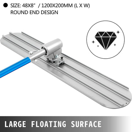 Bull Float Magnesium Concrete Float 48 x 8" Round End Concrete Float Tool Cement Tool Bull Concrete Kit Bull Float with 4 Float Handle Bull Float Bracket Concrete Tools Finishing Bull Float.