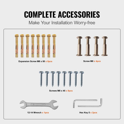 4-Step Handrail Fits 1 or 4 Steps Matte Black Stair Rail Wrought Iron Handrail with Installation Kit Hand Rails for Outdoor Steps.
