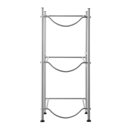 3 Tiers Water Jug Holder, 5 Gallon Water Bottle Holder, Single Row Water Bottle Rack for 3 Bottles, Heavy Duty Water Jug Rack for Kitchen, Office, Living Room, Silver.