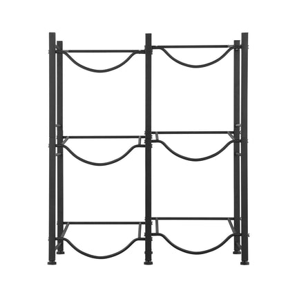 3 Tiers Water Jug Holder, 5 Gallon Water Bottle Holder, Double Row Water Bottle Rack for 6 Bottles, Heavy Duty Water Jug Rack for Kitchen, Office, Living Room, Black.