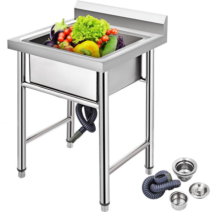 Handmade Sink Non-magnetic Stainless Steel Kitchen Sink Hand Made 1 Compartment 44.4 x 41.9 x 25.4 cm Capacity Huge Tub Sink for Farmhouse Cafe Shop Hospital.