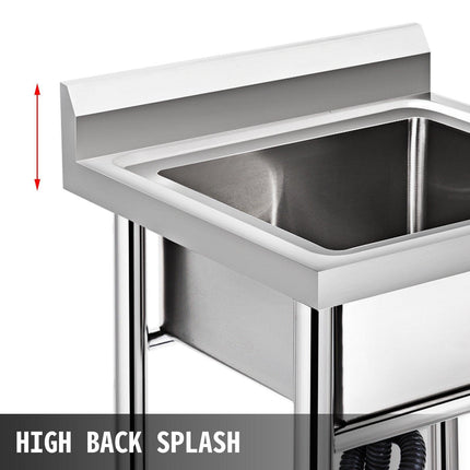 Handmade Sink Non-magnetic Stainless Steel Kitchen Sink Hand Made 1 Compartment 44.4 x 41.9 x 25.4 cm Capacity Huge Tub Sink for Farmhouse Cafe Shop Hospital.