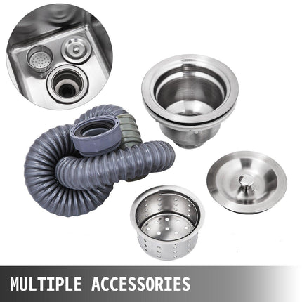 Handmade Sink Non-magnetic Stainless Steel Kitchen Sink Hand Made 1 Compartment 44.4 x 41.9 x 25.4 cm Capacity Huge Tub Sink for Farmhouse Cafe Shop Hospital.