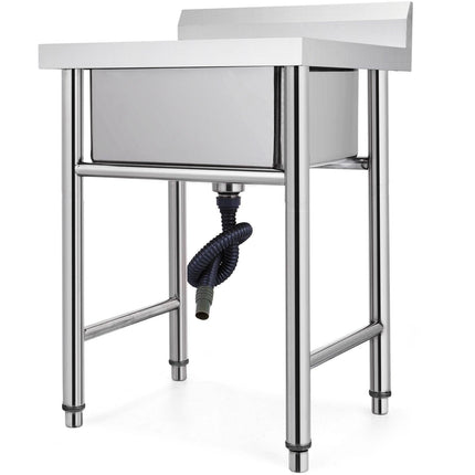 Handmade Sink Non-magnetic Stainless Steel Kitchen Sink Hand Made 1 Compartment 44.4 x 41.9 x 25.4 cm Capacity Huge Tub Sink for Farmhouse Cafe Shop Hospital.