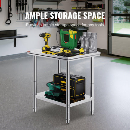 Commercial Worktable & Workstation 24 x 30 x 32 Inch Stainless Steel Work Table Heavy Duty Commercial Food Prep Work Table for Home, Kitchen, Restaurant Metal Prep Table with Adjustable Feet.