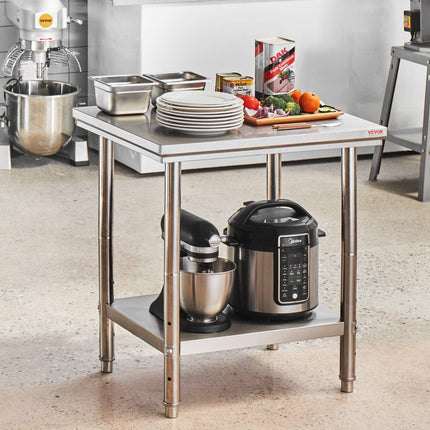 Commercial Worktable & Workstation 24 x 30 x 32 Inch Stainless Steel Work Table Heavy Duty Commercial Food Prep Work Table for Home, Kitchen, Restaurant Metal Prep Table with Adjustable Feet.