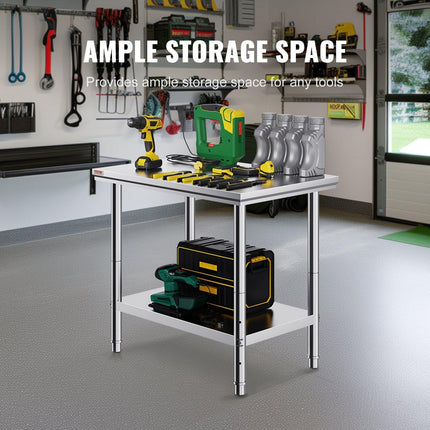 910x610mm Stainless Steel Kitchen Bench Commercial Work Food Prep Table.